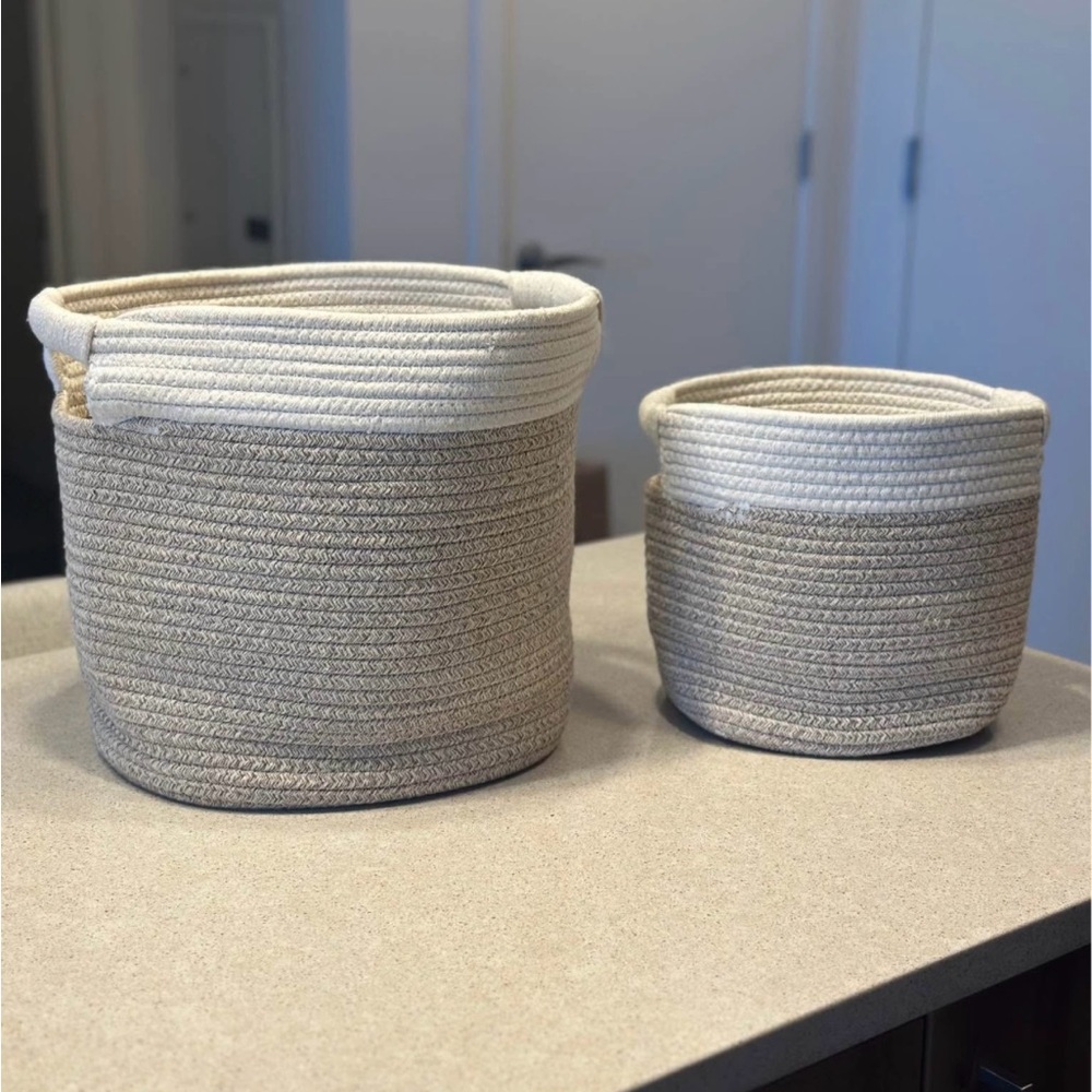 Set of Two (2) Cotton Woven Baskets